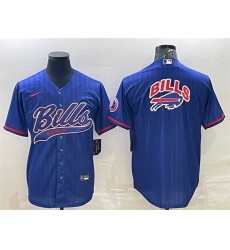 Men Buffalo Bills Royal Team Big Logo With Patch Cool Base Stitched Baseball Jersey