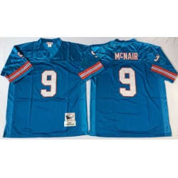 Men Oilers 9 Steve McNair Blue M&N Throwback Jersey