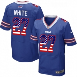 Mens Nike Buffalo Bills 27 TreDavious White Elite Royal Blue Home USA Flag Fashion NFL Jersey