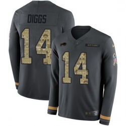 Nike Bills 14 Stefon Diggs Anthracite Salute to Service Men Stitched NFL Limited Therma Long Sleeve Jersey