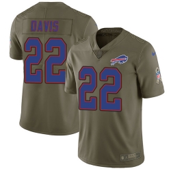 Nike Bills #22 Vontae Davis Olive Mens Stitched NFL Limited 2017 Salute To Service Jersey