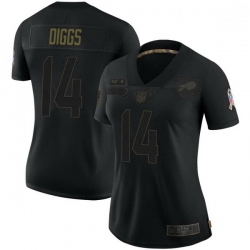 Women Buffalo Bills 14 Stefon Diggs Black Limited 2020 Salute To Service Jersey