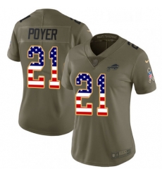 Womens Nike Buffalo Bills 21 Jordan Poyer Limited OliveUSA Flag 2017 Salute to Service NFL Jersey