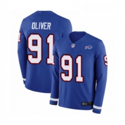 Youth Buffalo Bills 91 Ed Oliver Limited Royal Blue Therma Long Sleeve Football Jersey