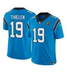 Men Carolina Panthers 19 Adam Thielen Blue 2023 F U S E  With John Madden Patch Vapor Limited Stitched Football Jersey