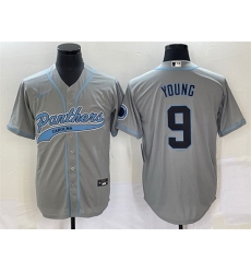 Men Carolina Panthers 9 Bryce Young Gray With Patch Cool Base Stitched Baseball Jersey