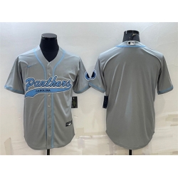 Men Carolina Panthers Blank Grey With Patch Cool Base Stitched Baseball Jersey