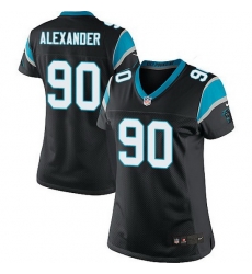 Nike Panthers #90 Frank Alexander Black Team Color Women Stitched NFL Jersey