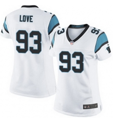 Nike Panthers #93 Jason Trusnik White Team Color Women Stitched NFL Jersey