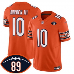 Men Chicago Bears  10 Luther Burden III Orange 2026 F U S E  With Mike Ditka 89 Patch Vapor Untouchable Limited Stitched Football Jersey