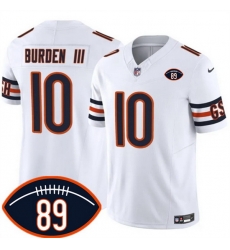 Men Chicago Bears  10 Luther Burden III White 2026 F U S E  With Mike Ditka 89 Patch Vapor Untouchable Limited Stitched Football Jersey