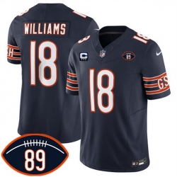 Men Chicago Bears  18 Caleb Williams Navy 2026 With Mike Ditka 89 Patch And 3 star C Patch Vapor Untouchable Limited Stitched Football Jersey