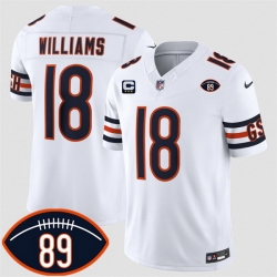 Men Chicago Bears  18 Caleb Williams White 2026 With Mike Ditka 89 Patch And 3 star C Patch Vapor Untouchable Limited Stitched Football Jersey