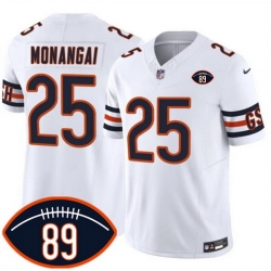 Men Chicago Bears  25 Kyle Monangai White 2026 F U S E  With Mike Ditka 89 Patch Vapor Untouchable Limited Stitched Football Jersey
