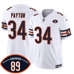 Men Chicago Bears  34 Walter Payton White 2026 F U S E  With Mike Ditka 89 Patch Vapor Untouchable Limited Stitched Football Jersey