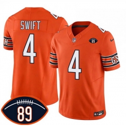 Men Chicago Bears  4 D Andre Swift Orange 2026 F U S E  With Mike Ditka 89 Patch Vapor Untouchable Limited Stitched Football Jersey