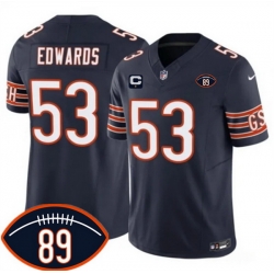 Men Chicago Bears  53 T J  Edwards Navy 2026 With Mike Ditka 89 Patch And 1 Star C Patch Vapor Untouchable Limited Stitched Football Jersey