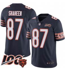 Men Chicago Bears 87 Adam Shaheen Navy Blue Team Color 100th Season Limited Football Jersey