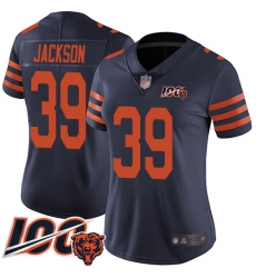 Women Chicago Bears 39 Eddie Jackson Limited Navy Blue Rush Vapor Untouchable 100th Season Football Jersey