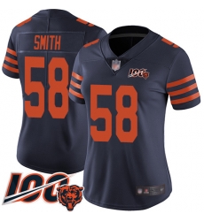 Women Chicago Bears 58 Roquan Smith Limited Navy Blue Rush Vapor Untouchable 100th Season Football Jersey