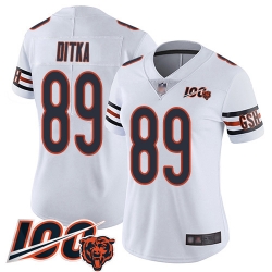 Women Chicago Bears 89 Mike Ditka White Vapor Untouchable Limited Player 100th Season Football Jersey