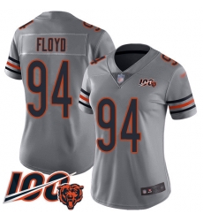 Women Chicago Bears 94 Leonard Floyd Limited Silver Inverted Legend 100th Season Football Jersey