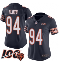 Women Chicago Bears 94 Leonard Floyd Navy Blue Team Color 100th Season Limited Football Jersey