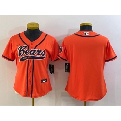 Women Chicago Bears Blank Orange With Patch Cool Base Stitched Baseball Jersey