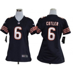 Women Nike Chicago Bears 6# Jay Cutler Blue Jersey