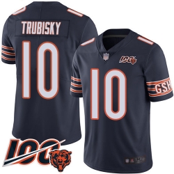 Youth Chicago Bears 10 Mitchell Trubisky Navy Blue Team Color 100th Season Limited Football Jersey