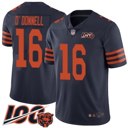 Youth Chicago Bears 16 Pat ODonnell Limited Navy Blue Rush Vapor Untouchable 100th Season Football Jersey