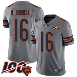 Youth Chicago Bears 16 Pat ODonnell Limited Silver Inverted Legend 100th Season Football Jersey