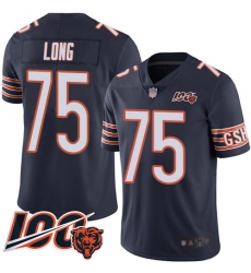 Youth Chicago Bears 75 Kyle Long Navy Blue Team Color 100th Season Limited Football Jersey