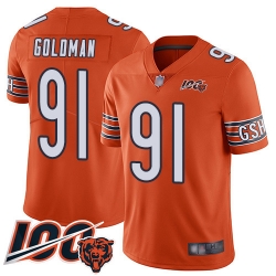 Youth Chicago Bears 91 Eddie Goldman Orange Alternate 100th Season Limited Football Jersey