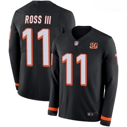 Bengals 11 John Ross III Black Team Color Men Stitched Football Limited Therma Long Sleeve Jersey