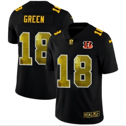 Cincinnati Bengals 18 A J  Green Men Black Nike Golden Sequin Vapor Limited NFL Jersey