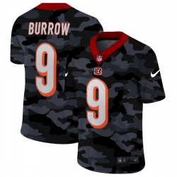 Cincinnati Bengals 9 Joe Burrow Men Nike 2020 Black CAMO Vapor Untouchable Limited Stitched NFL Jersey