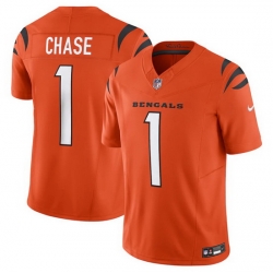 Men Cincinnati Bengals 1 Ja 27Marr Chase Orange 2023 F.U.S.E. Vapor Untouchable Limited Stitched Jersey