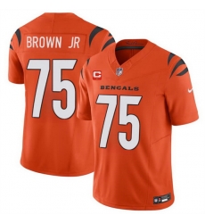 Men Cincinnati Bengals 75 Orlando Brown Jr  Orange 2024 F U S E With 1 Star C Patch Vapor Untouchable Limited Stitched Jersey