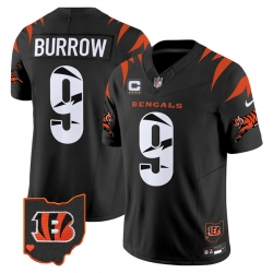 Men Cincinnati Bengals 9 Joe Burrow Black F U S E  With 4 Star C Patch Special Vapor Untouchable Limited Stitched Football Jersey