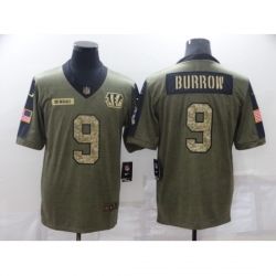 Men's Cincinnati Bengals #9 Joe Burrow Camo 2021 Salute To Service Limited Player Jersey