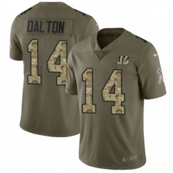 Mens Nike Cincinnati Bengals 14 Andy Dalton Limited OliveCamo 2017 Salute to Service NFL Jersey