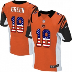 Mens Nike Cincinnati Bengals 18 AJ Green Elite Orange Alternate USA Flag Fashion NFL Jersey