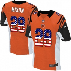 Mens Nike Cincinnati Bengals 28 Joe Mixon Elite Orange Alternate USA Flag Fashion NFL Jersey