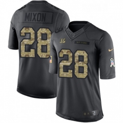 Mens Nike Cincinnati Bengals 28 Joe Mixon Limited Black 2016 Salute to Service NFL Jersey