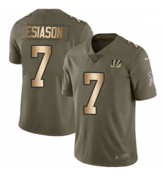 Mens Nike Cincinnati Bengals 7 Boomer Esiason Limited OliveGold 2017 Salute to Service NFL Jersey