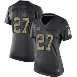 Nike Bengals #27 Dre Kirkpatrick Black Womens Stitched NFL Limited 2016 Salute to Service Jersey