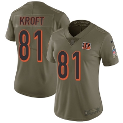 Nike Bengals #81 Tyler Kroft Olive Womens Stitched NFL Limited 2017 Salute to Service Jersey