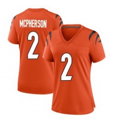 Women Cincinnati Bengals #2 Evan McPherson 2021 Orange Vapor Limited Stitched NFL Jersey