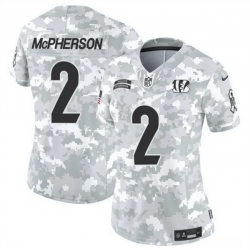 Women Cincinnati Bengals 2 Evan McPherson 2024 F U S E Arctic Camo Salute To Service Limited Stitched Football Jersey